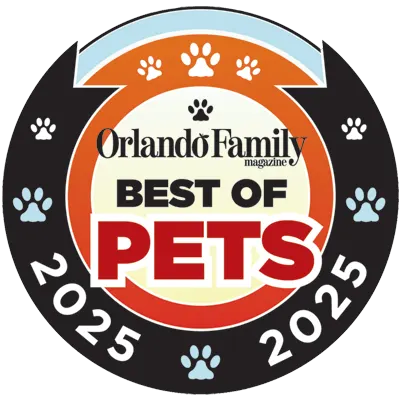 kamp-k9-award2-1 Orlando Family Magazine Best of Pets 2025 award badge with paw prints